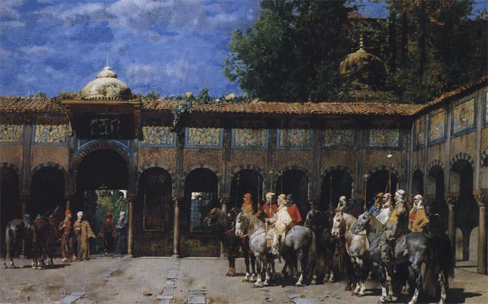 Alberto Pasini Cavalieri Circassi. oil painting picture